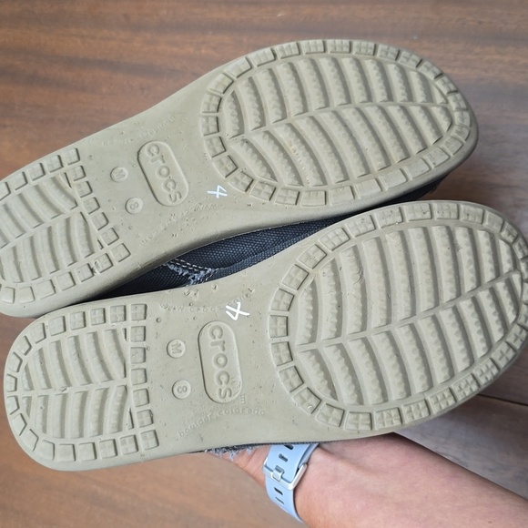 CROCS Frayed Edge Slip-On Shoes - Dark Gray Navy and Yellow Men's 8 Like New - Picture 5 of 6